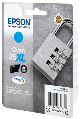 Epson Padlock Singlepack Cyan 35XL DURABrite Ultra Ink Epson Padlock Singlepack Cyan 35XL DURABrite Ultra Ink
